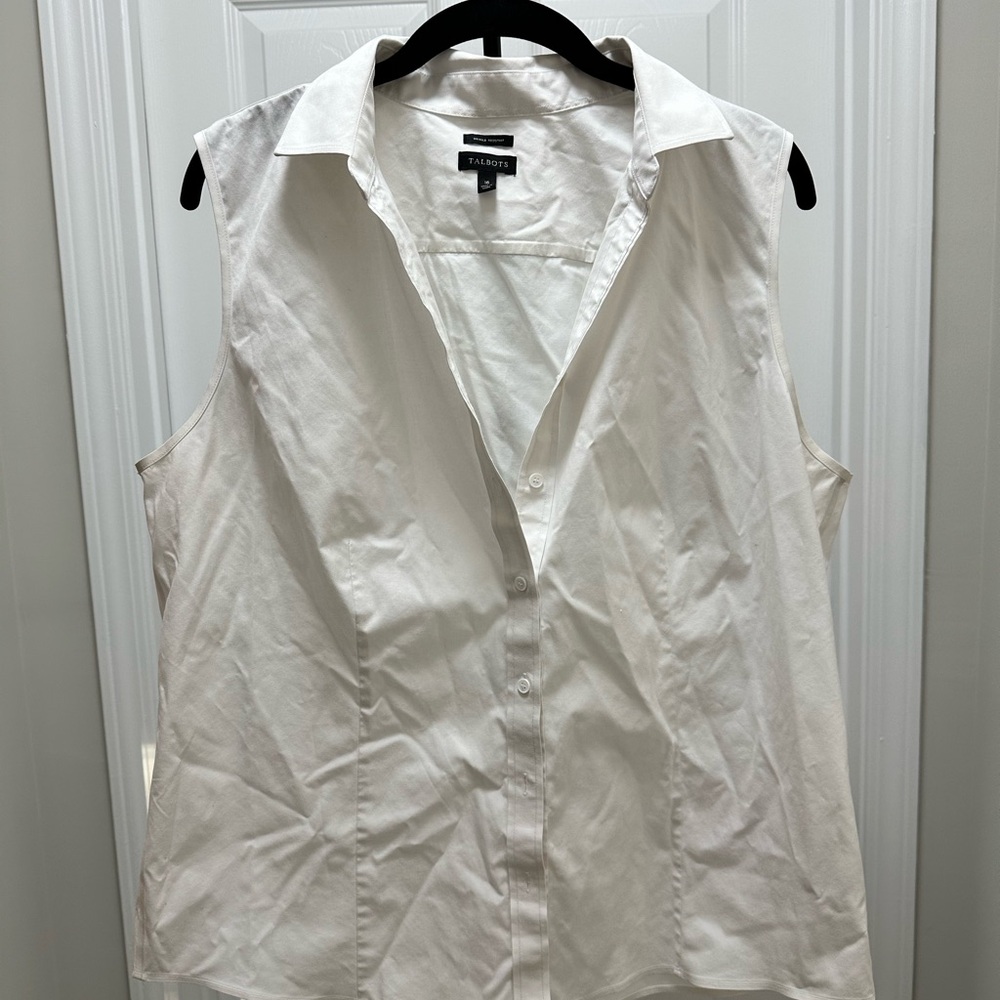 Talbots Classic White Sleeveless Blouse
